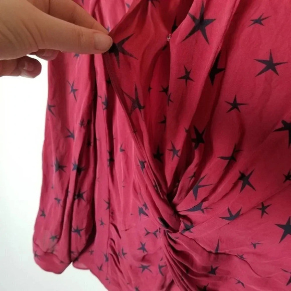 L'AGENCE Mariposa Star-Print  Silk Crossover Blouse S - Picture 14 of 15